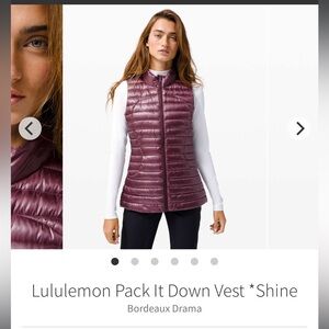 Women's Lululemon Pack it Down Goose Down Puffer Vest - Purple - BNWOT